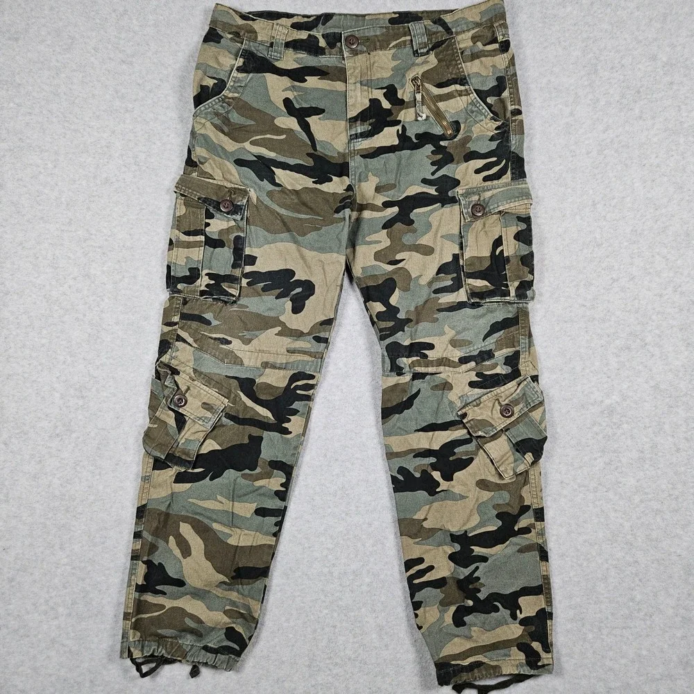 Mustway Men's 36 Green Camo Cargo Pants Tactical Military Utility Paratrooper